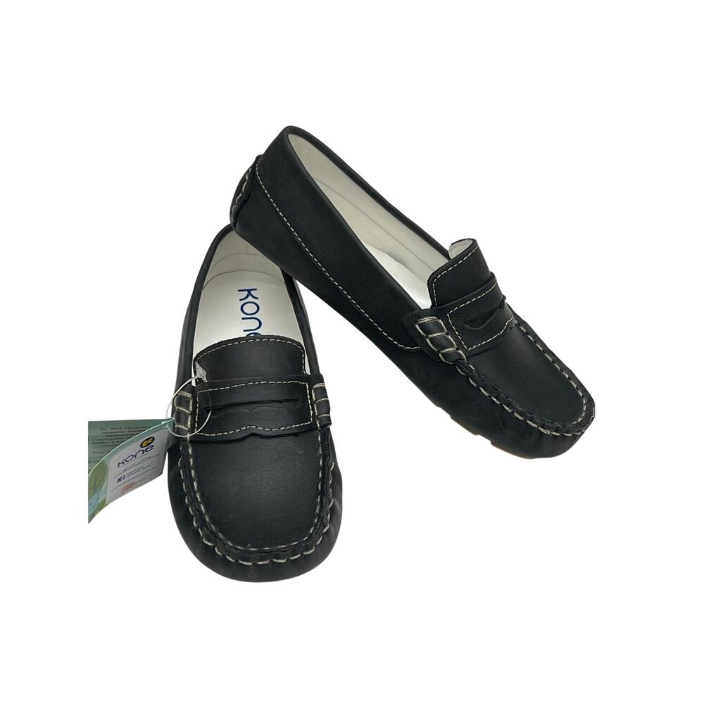 NWT Kone Size 24 EU (US 6.5 Little Kid) Penny Loafer in Black Leather